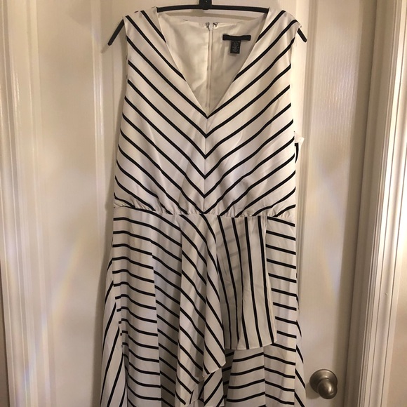 Black & White Striped High Low Dress - Picture 1 of 4